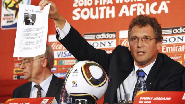 Valcke, en un evento para el Mundial de Sudáfrica