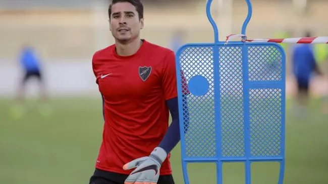 Ochoa, en un entrenamiento del Málaga
