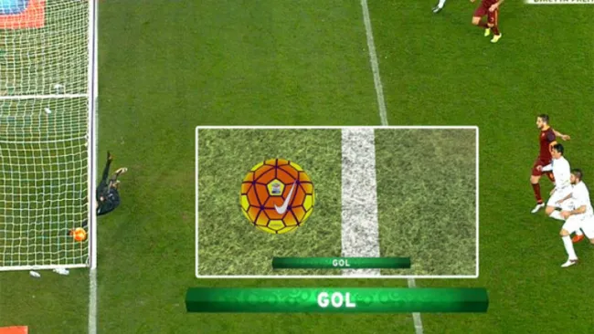 Momento en que el balón rebasa por completo la línea de gol