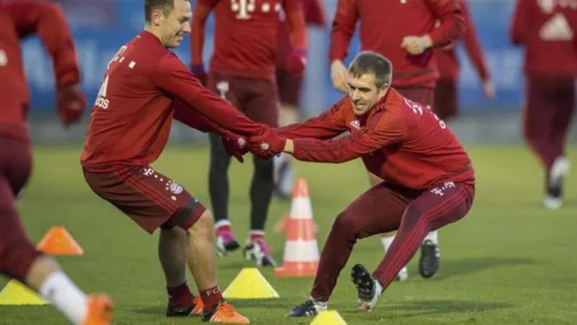 Lahm, durante una práctica del Bayern Munich