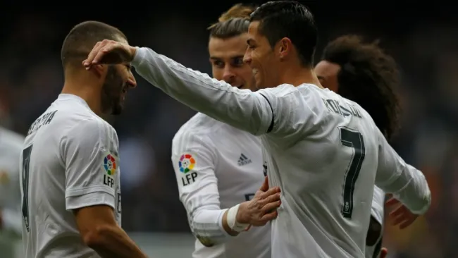 La 'BBC' festejando el triunfo de Real Madrid