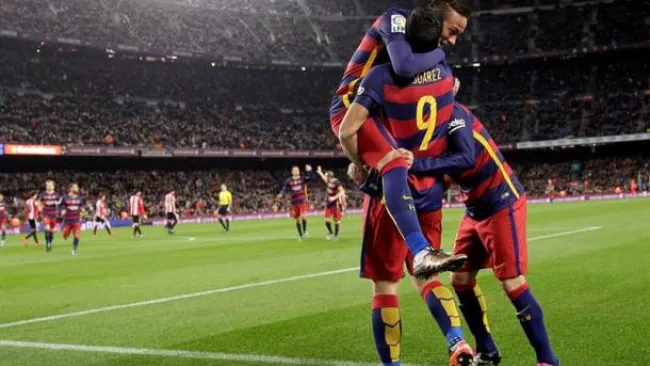 Los culés festejan un gol sobre Athletic