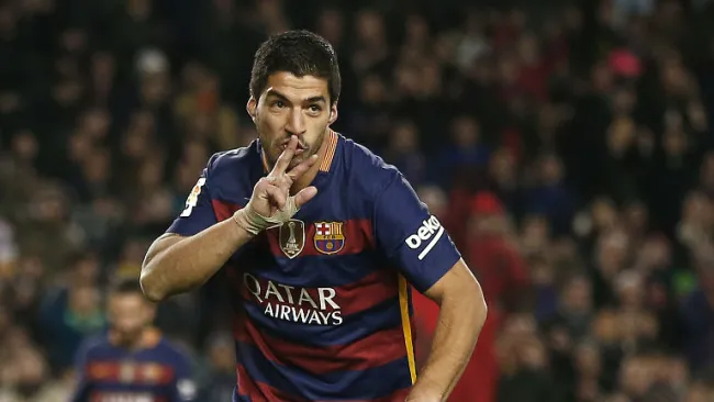 Luis Suárez festeja uno de sus goles