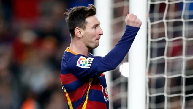 Messi celebra un gol con Barcelona