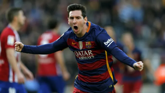 Lionel Messi celebra gol contra Atlético de Madrid