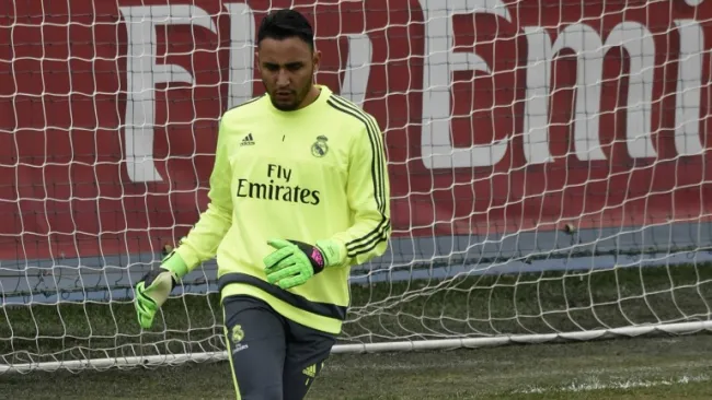 Navas, durante un entrenamiento con el Madrid