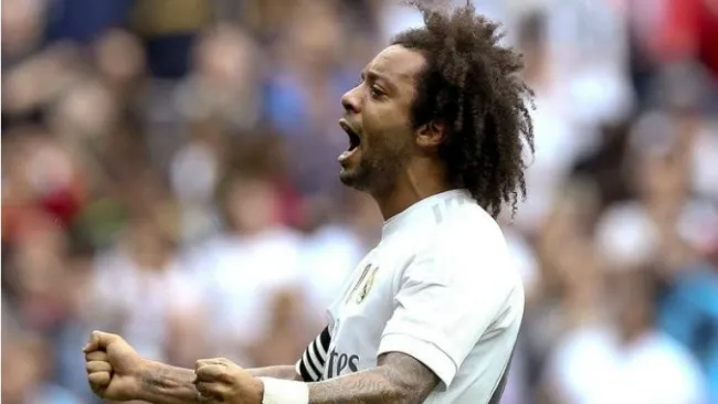 Marcelo celebra un gol en un partido del Madrid
