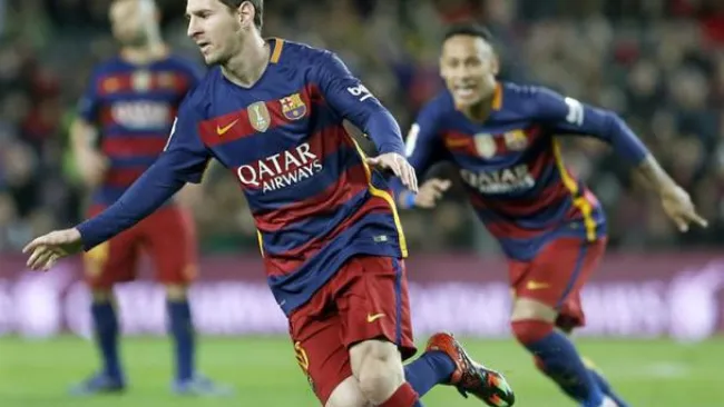 Messi festeja un gol con los culés