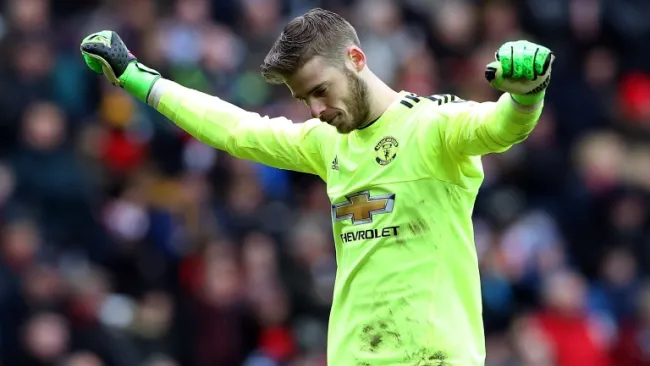David De Gea en un partido con el Manchester United