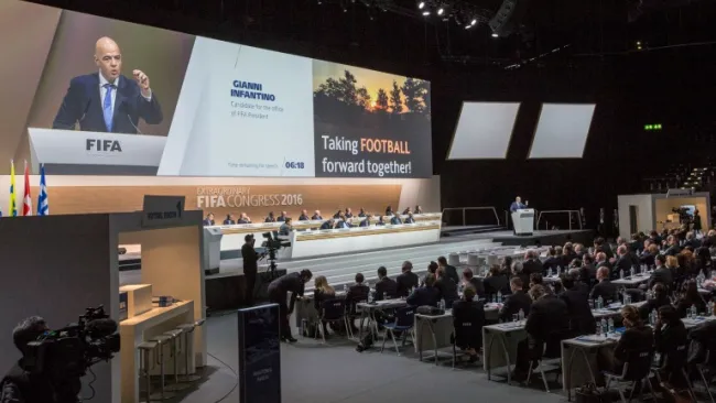 Infantino, durante un discurso en el Congreso de FIFA