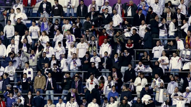 Afición del Madrid, durante el encuentro frente al Atleti