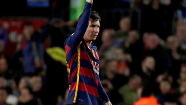 Messi celebra en partido con Barcelona