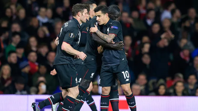 La celebración del gol de Philippe Coutinho para Liverpool 