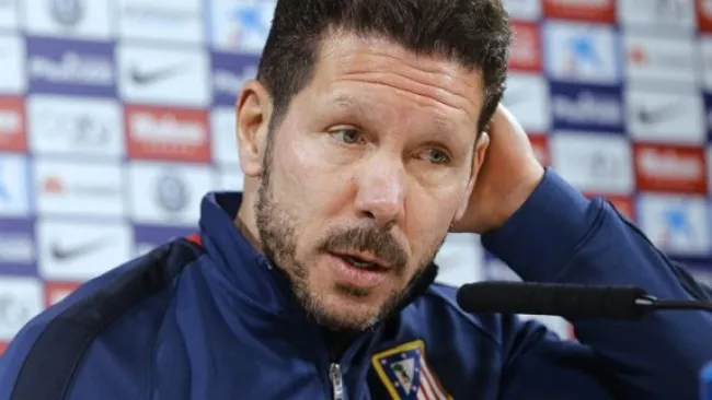 Simeone en conferencia de prensa del Atlético