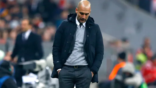 Guardiola, cabizbajo en un partido del Bayern Munich