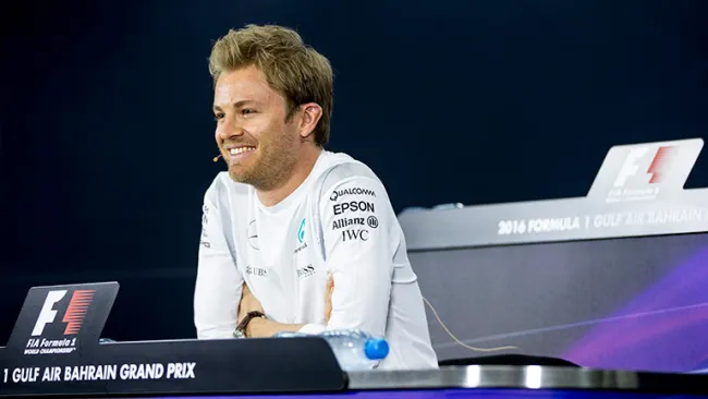 Nico Rosberg, en la conferencia de pilotos previa al GP de Bahréin
