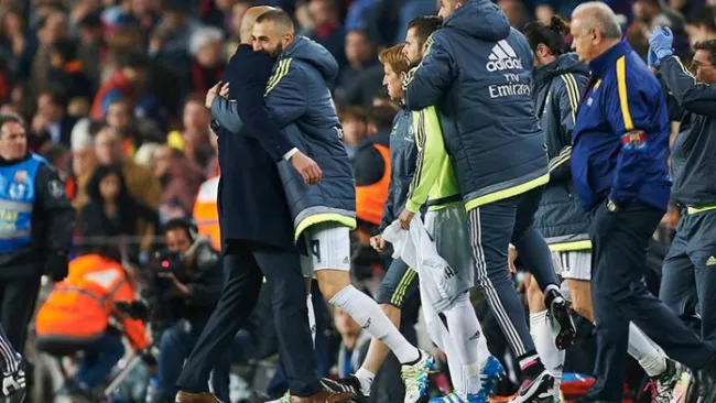 Zinedine Zidane, celebrando al termino del Clásico Español