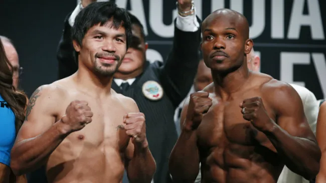 Pacquiao y Bradley durante la ceremonia de pesaje