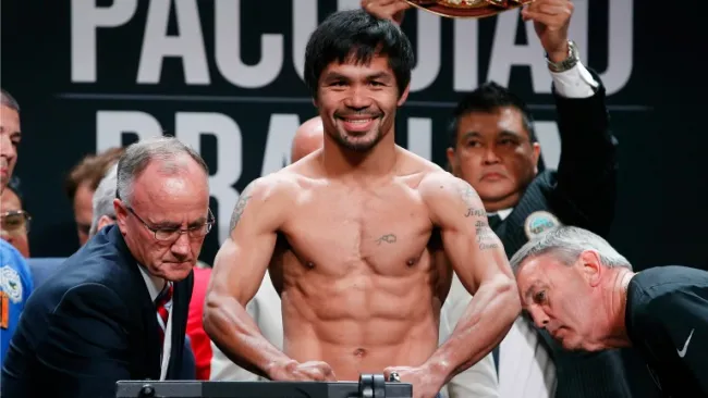 Manny Pacquiao durante el pesaje previo a la pelea