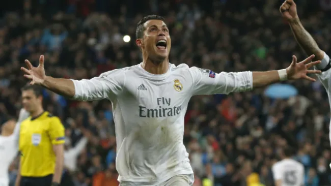 Cristiano festeja luego de marcar contra el Wolfsburgo