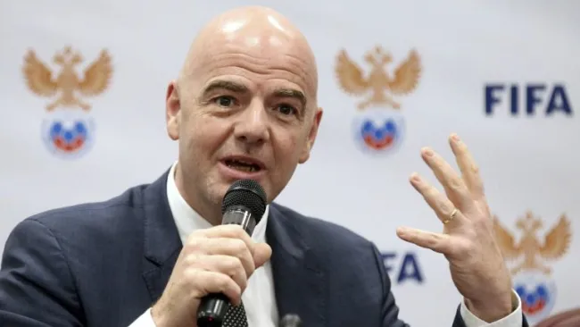 Gianni Infantino, presidente de la FIFA, en una conferencia de prensa 