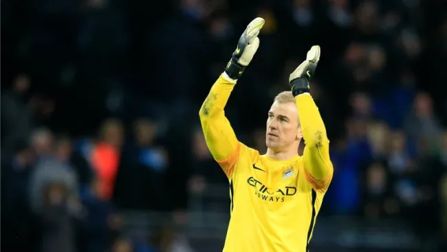 Joe Hart durante el juego entre City y Real Madrid en Champions