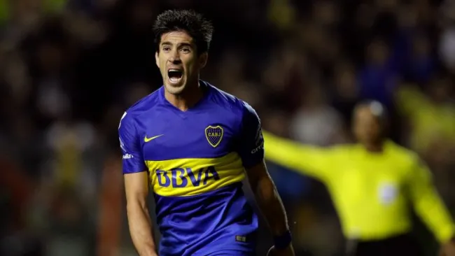 Pablo Pérez celebra un gol de Boca Juniors en la Libertadores