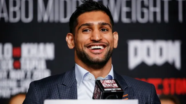 Khan, durante una conferencia de prensa en Las Vegas 