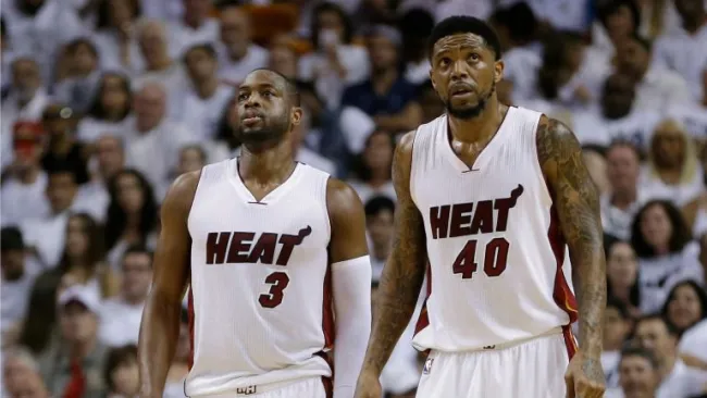  Udonis Haslem y Dwyane Wade durante el encuentro contra Raptors