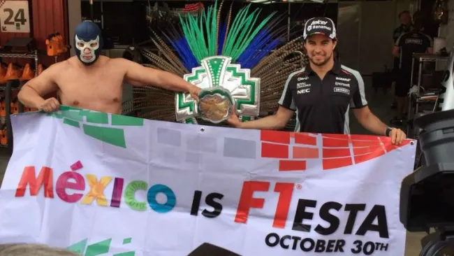 Blue Demon Jr. y Sergio 'Checo' Pérez promocionan el GP de México