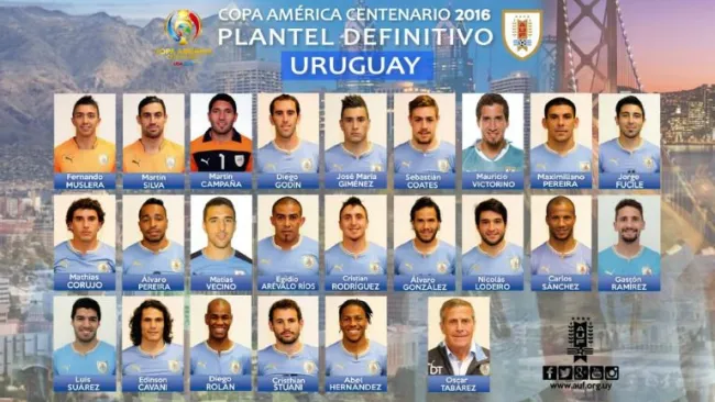 Jugadores que integran la selección charrúa para la Copa América