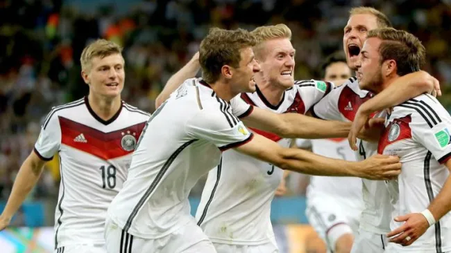 Alemania celebra junto a Götze en la final del Mundial de Brasil 2014