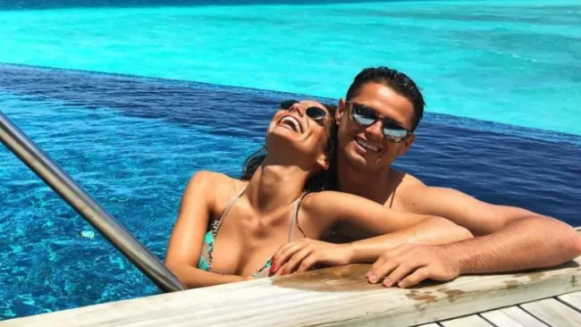 Villalón y Hernández, disfrutando su día en la playa