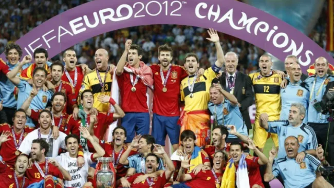 Celebración de la Selección Española tras coronarse en la Euro 2012