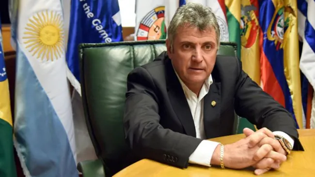 Wilmar Valdez, durante una reunión de la Conmebol