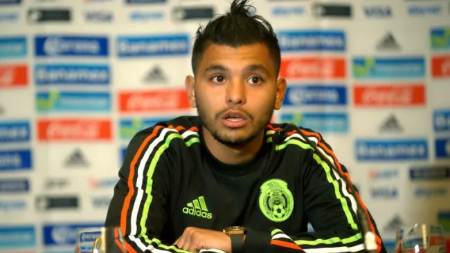 Jesus 'Tecatito' Corona, durante conferencia de prensa con el Tri