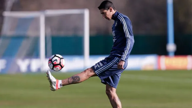 Di María en un entrenamiento de Argentina