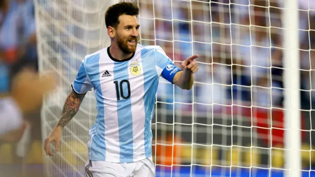 Lionel Messi festeja anotación contra Venezuela