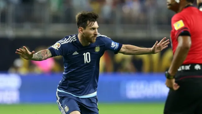Messi celebra su gol frente a Estados Unidos
