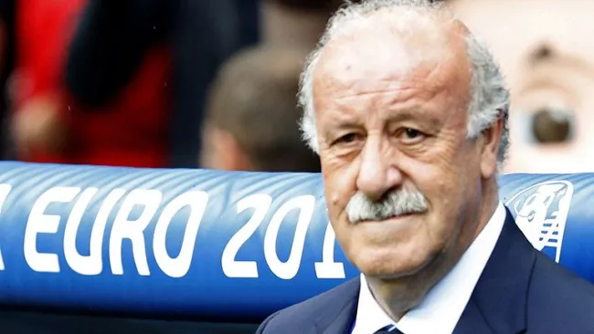 Del Bosque, observando un partido de España en la Eurocopa