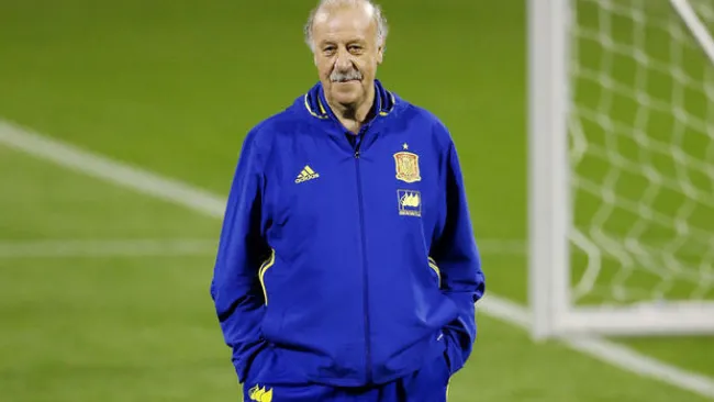Vicente del Bosque, en un entrenamiento de España