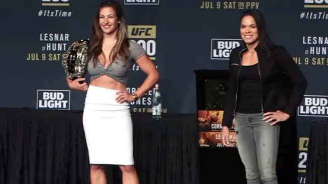 Miesha Tate y Amanda Nunes tras el careo previo a UFC 200