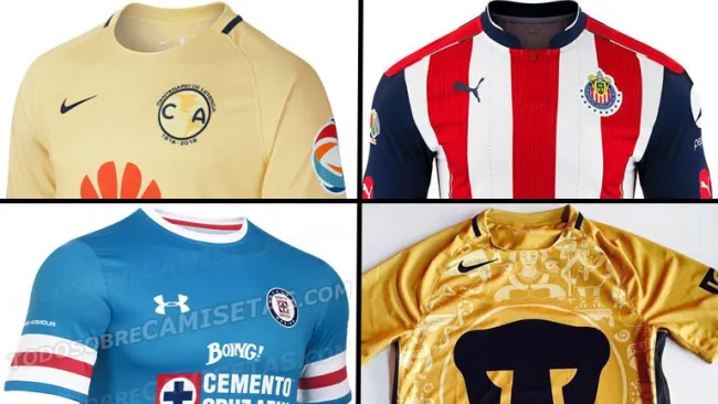 Los jerseys de los cuatro grandes, aunque sólo el de Chivas ya es oficial