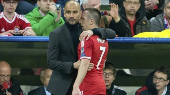 Guardiola y Ribery en un partido del Bayern Munich