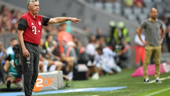 Ancelotti y Guardiola en partido amistoso