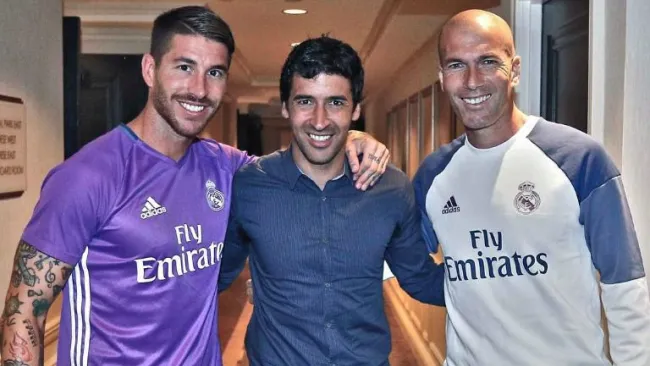 Sergio Ramos, Raúl González y Zinedine Zidane en Nueva York