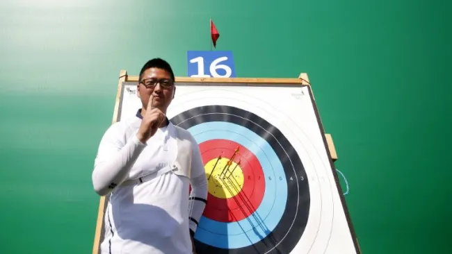 Woojin tras haber conseguido un récord mundial