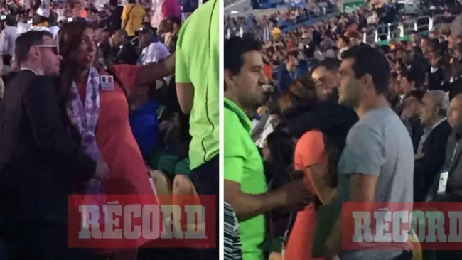 Alfredo Castillo con su acompañante durante la inauguración en el Maracaná