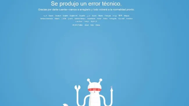 Captura del anuncio de Twitter para dar cuenta de la falla técnica
