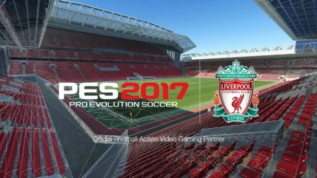 Imagen de la presentación del PES con el escudo del Liverpool